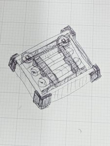 Initial drawing of the t-shirt cannon base