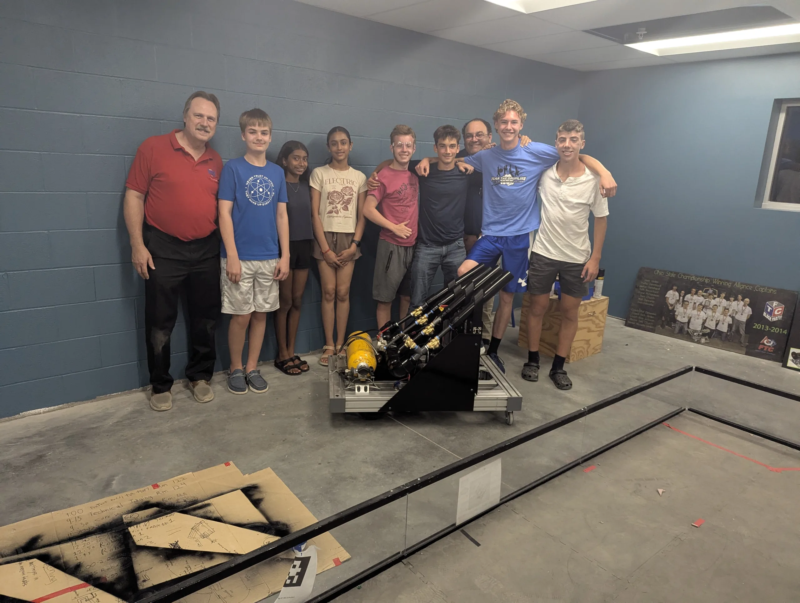 WACO Aerobotics team with the finished t-shirt canon